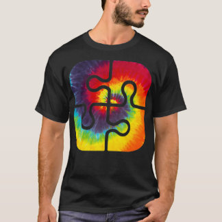 Var snäll och puzzle Delar Tie Dye Cute Autism Awa T Shirt
