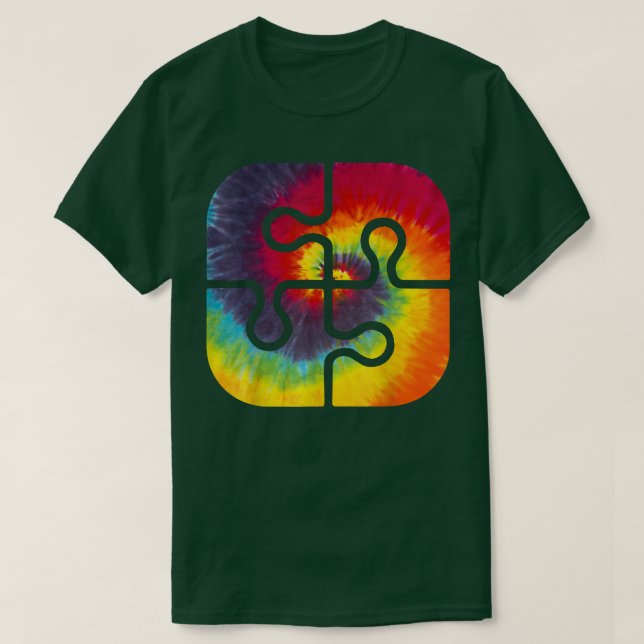 Var snäll och puzzle Delar Tie Dye Cute Autism Awa T Shirt (Design framsida)