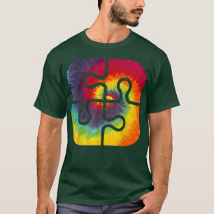 Var snäll och puzzle Delar Tie Dye Cute Autism Awa T Shirt