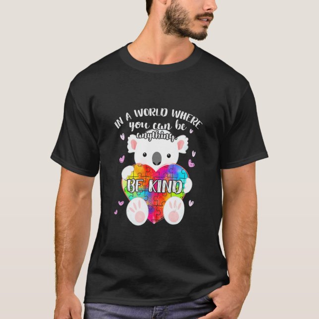 Var snäll och puzzle Koala Autism Awareness Month T Shirt (Framsida)