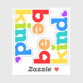 Var snäll och rainbografisk slogan hjärta x2 klistermärken