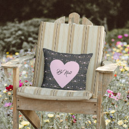 Var snäll och Rosa Heart på Små Ro och Svarta Rand Kudde