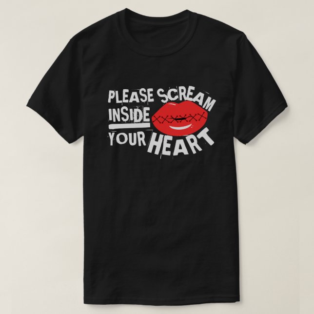 Var snäll och Skräm insidan av hjärtat Red Läppar. T Shirt (Design framsida)