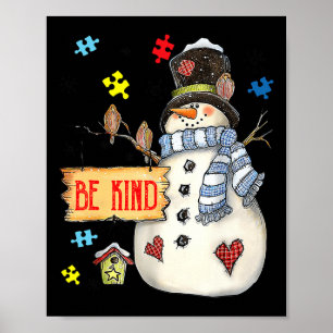 Var snäll och Snögubbe Puzzle Autism Awareness Fun Poster