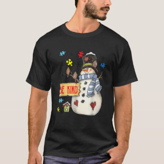 Var snäll och Snögubbe Puzzle Autism Awareness Fun T Shirt