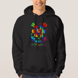 Var snäll och tie Dye Autism Awareness Puzzle Dela Hoodie
