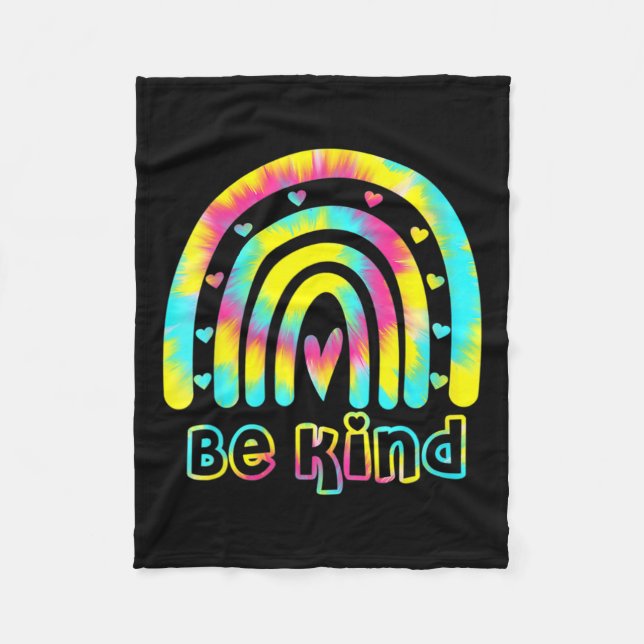 Var snäll och tie Dye Rainbow Kindness Autism Awar Fleecefilt (Framsidan)