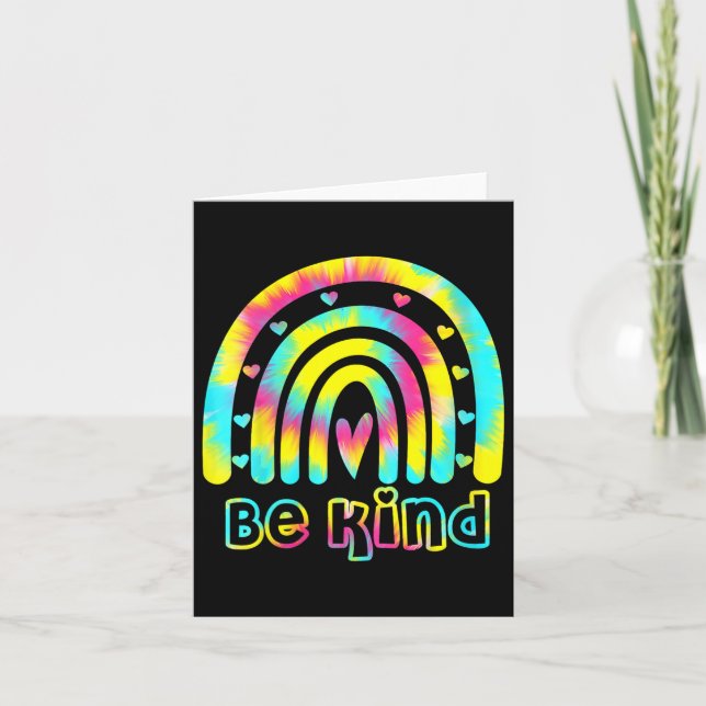 Var snäll och tie Dye Rainbow Kindness Autism Awar Kort (Framsida)