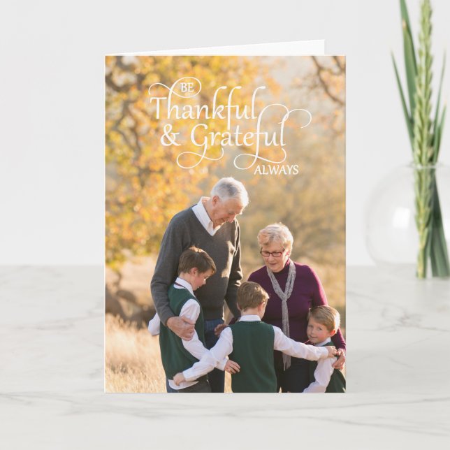 Var snäll och var alltid tacksam för Thanksgivinge Helgkort (Framsida)