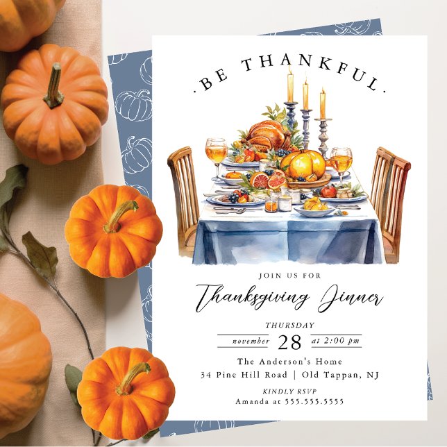 Var snäll och var tacksam Thanksgiving Middag Inbjudningar (Skapare uppladdad)