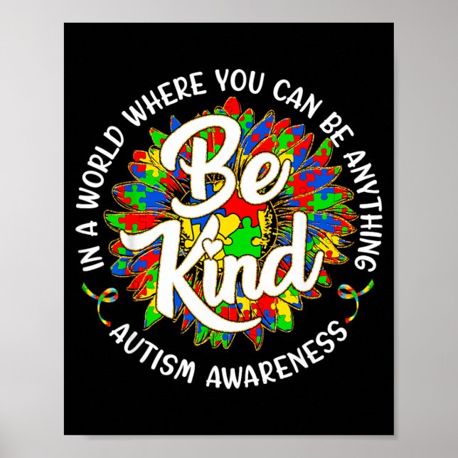 Var Snäll Pussel Solros Autism Medvetenhet Lärare Poster (Framsidan)