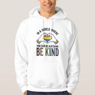 Var snäll regnbåge hjärta händer vintage vektor de hoodie
