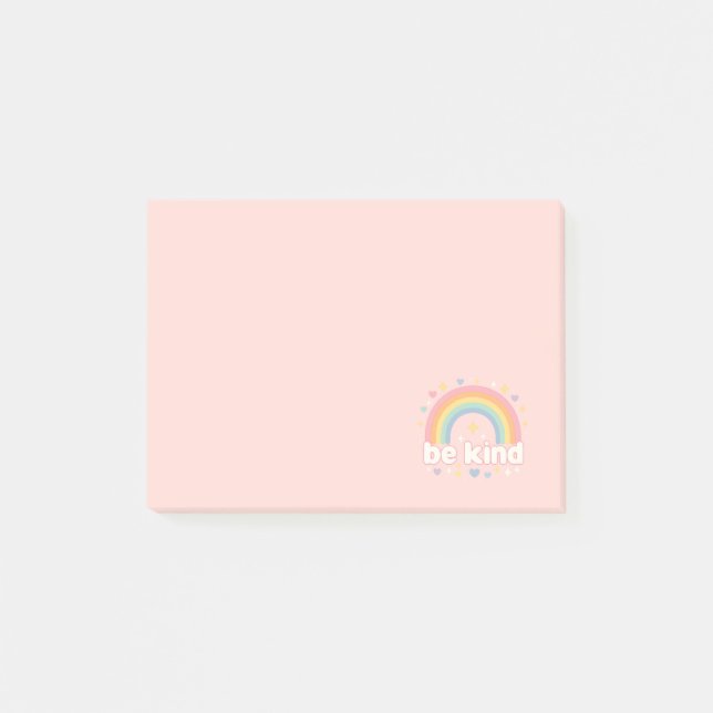 Var snäll – Regnbåge Pastell Positivitet Post-it Block (Framsida)