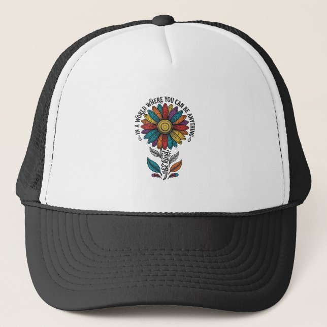 Var snäll regnbågsblomma vintage gravering t-shirt keps (Framsida)
