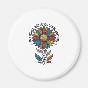Var Snäll Regnbågsblomma Vintage Gravyr T-Shirt_1 Magnet