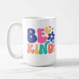 Var snäll Retro Boho –Groovy Färgrik Blomma & Hjär Kaffemugg