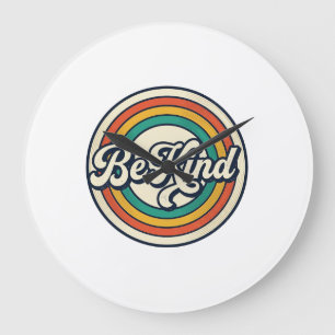 Var snäll Retro regnbåge Vintage tröja design_2 Stor Klocka