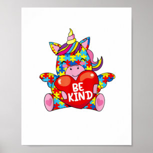 Var snäll Shirt Autism Awareness Gift Kid Girl Tod Poster