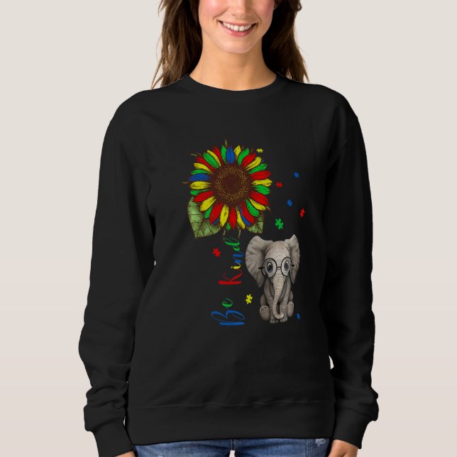 Var snäll Solros Elephant Puzzle Delar Autism Aw T Shirt (Framsida)
