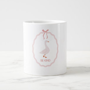 Var snäll Söt Gås med Rosa Band Ram Jumbo Mugg