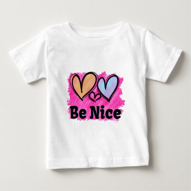 Var Snäll Vattenfärg Hjärtan T Shirt (Framsida)