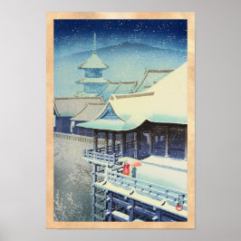 Vår Snö vid Kiyomizu Temple Hasui Kawase hanga Poster