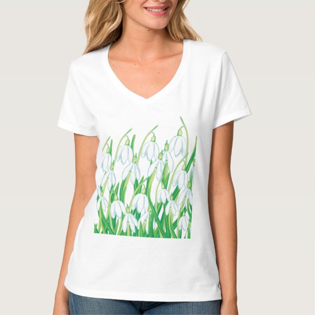 Vår Snowdroppar T Shirt (Framsida)