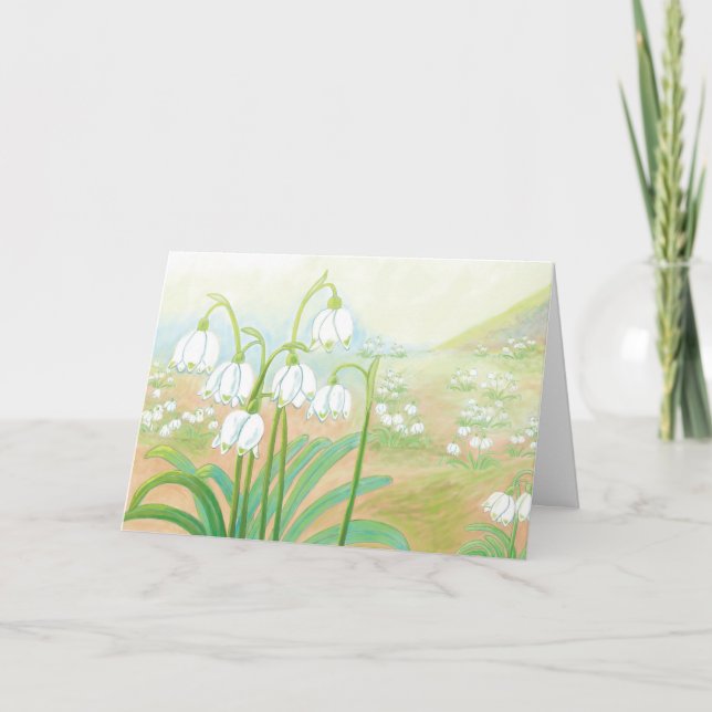 Vår Snowflake, Leucojum vernum Illustration Kort (Framsida)