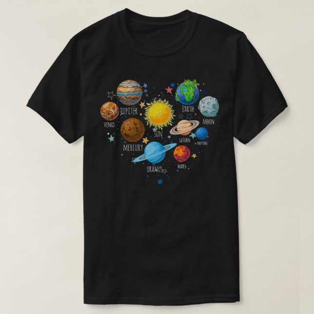 Vår Solar System planet Science Education Space ki T Shirt (Design framsida)