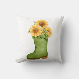 Vår Solblommor i Grönt Boot Kudde