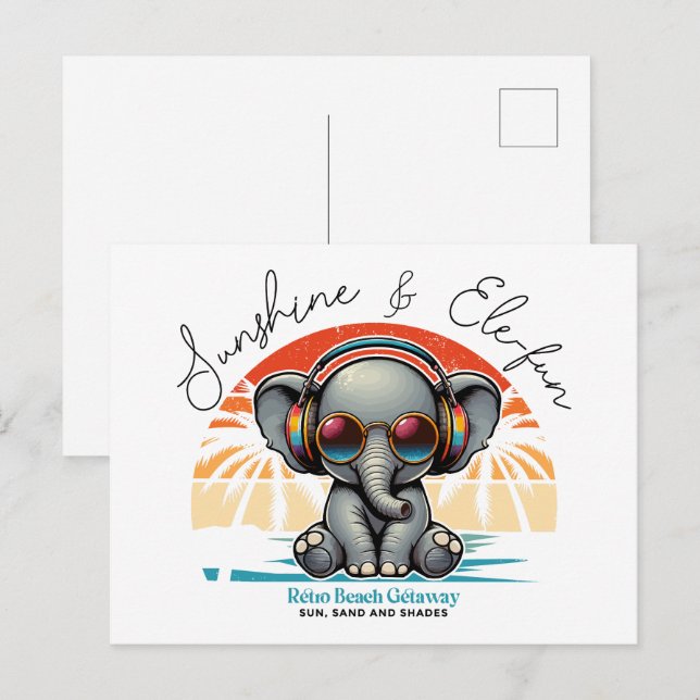 Vår solsken och Ele-funs Retro Strandutflykt Vykort (Fram/baksida)