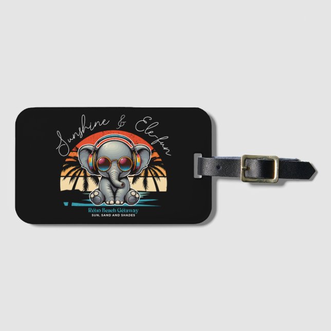 Vår solsken och Ele-rolig Retro Strandutflykt Bagagebricka (Framsida horisontal)