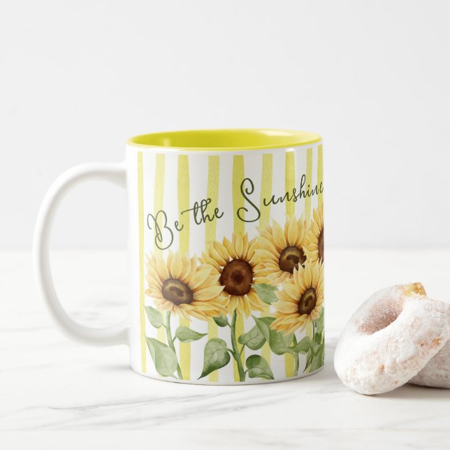 Var Solsken Solrosor och Ränder Kaffemugg (Med munk)