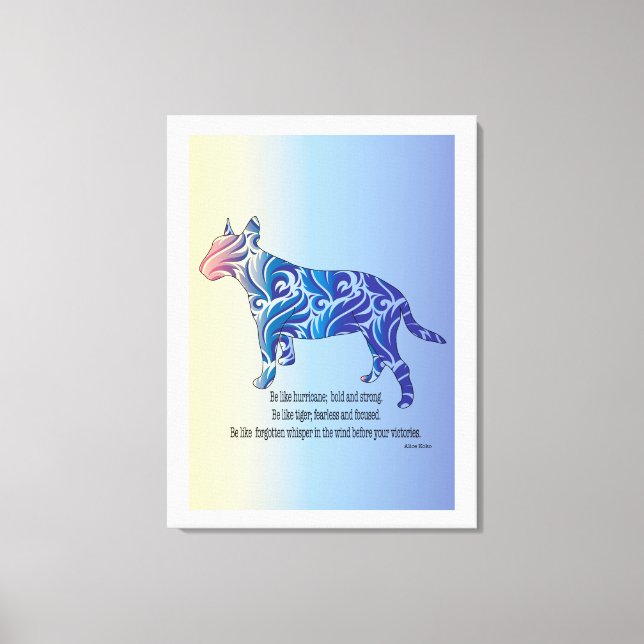 Var som orkan och tiger BULL TERRIER art Canvastryck (Framsida)