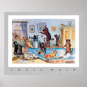 Vår som städning av Louis Wain (1860-1939) Poster