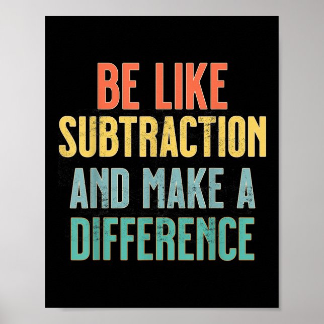 Var som subtraktion gör en skillnad Rolig matemati Poster (Framsidan)