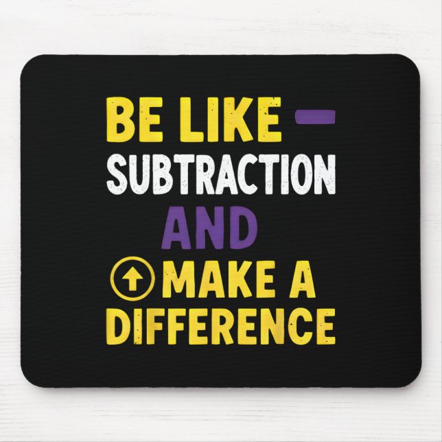 Var som subtraktion gör skillnad Rolig matematik T Musmatta (Framsidan)