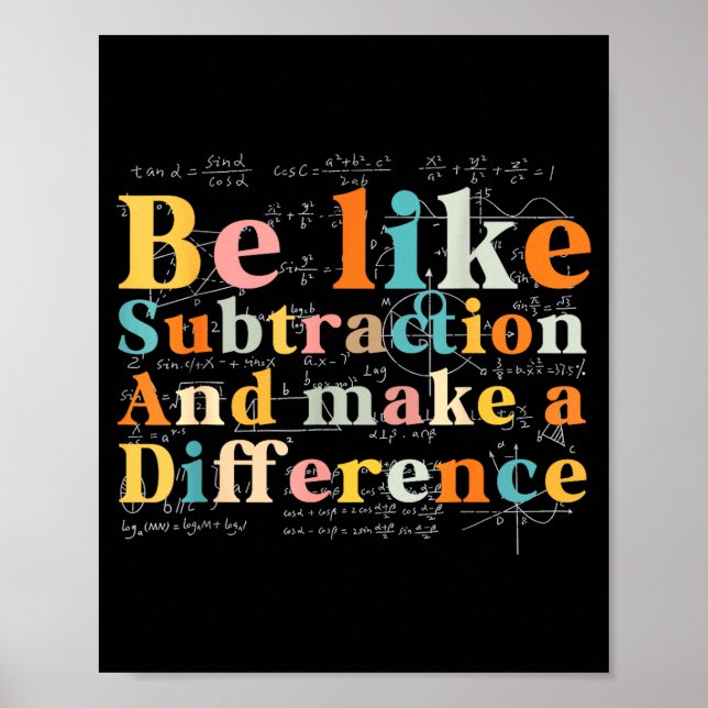 Var som subtraktion Math Citat för lärare Studen Poster (Framsidan)