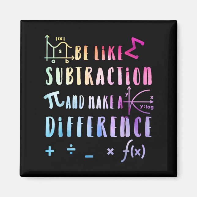 Var som subtraktionsmatematikcitat för lärare stud magnet (Framsidan)