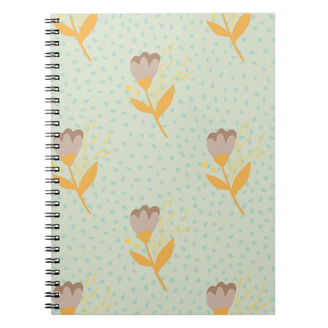Vår, sömlös folkblomma doodle mönster. Hand d Anteckningsbok (Framsidan)