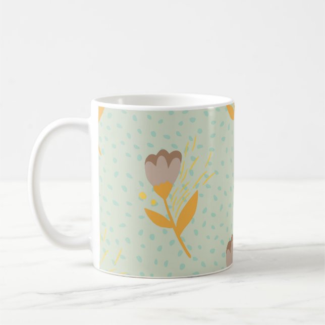 Vår, sömlös folkblomma doodle mönster. Hand d Kaffemugg (Vänster)