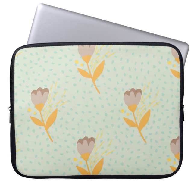 Vår, sömlös folkblomma doodle mönster. Hand d Laptop Fodral (Framsidan)