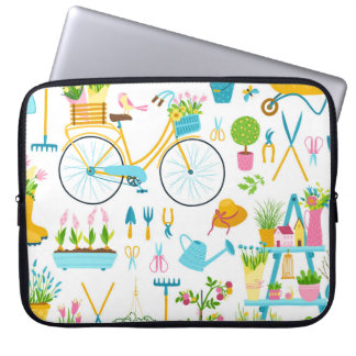 Vår sömlös mönster i en vanlig handdragen karto laptop fodral