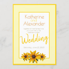 Vår Sommar-Avslappnadens Gult Flower Simple Bröllo Inbjudningar