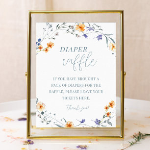Vår Sommar Blommig Baby Shower Blöja Lotteri Poster