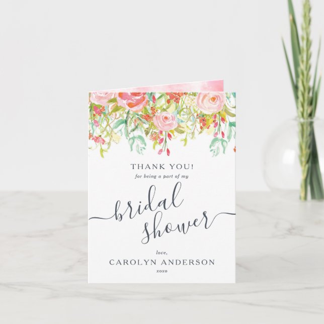 Vår/Sommar Blommig | Bröllopsfest Tack Kort (Framsida)