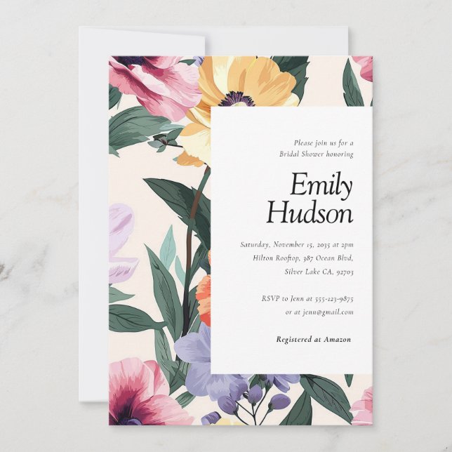 Vår Sommar Blommigt Inbjudningskort för möhippan (Framsida)