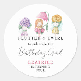 Vår Sommar Blommigt Little Älvors Girl Birthday Runt Klistermärke