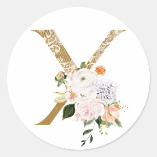 Vår sommar bröllop MONOGRAM X Runt Klistermärke