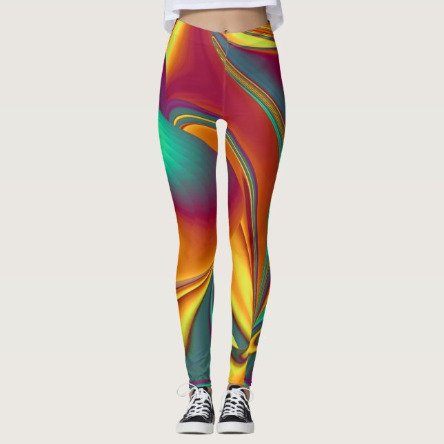 Vår Sommar Höst Blommor Magi Leggings (Framsida)